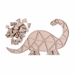 Unpainted DIY MDF geometric dinosaur puzzle with detachable pieces for painting and craft activity