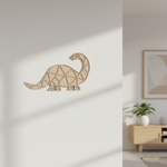 Unpainted DIY MDF geometric dinosaur puzzle wall-mounted  with detachable pieces for painting and craft activity