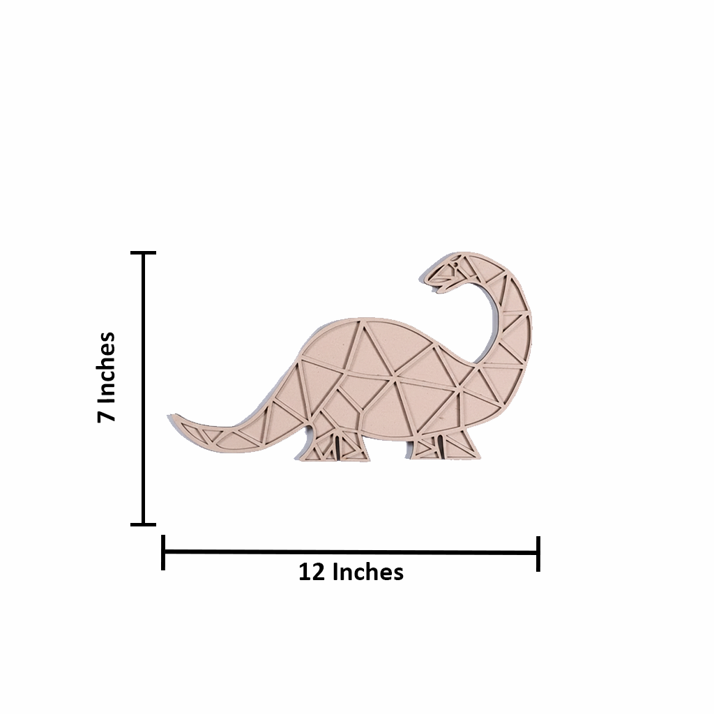 Unpainted DIY MDF geometric dinosaur puzzle with detachable pieces for painting and craft activity with size