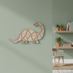 Unpainted DIY MDF geometric dinosaur puzzle wall-mounted  with detachable pieces for painting and craft activity