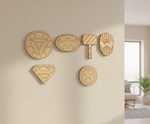 Unpainted DIY MDF superhero symbol wall-mounted puzzle set with detachable pieces for painting and craft activity