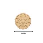 Unpainted DIY MDF Iron Man arc reactor circle cutout, 4 inch superhero craft piece for painting.