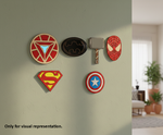 Painted DIY MDF superhero symbol wall-mounted puzzle set with detachable pieces for painting and craft activity