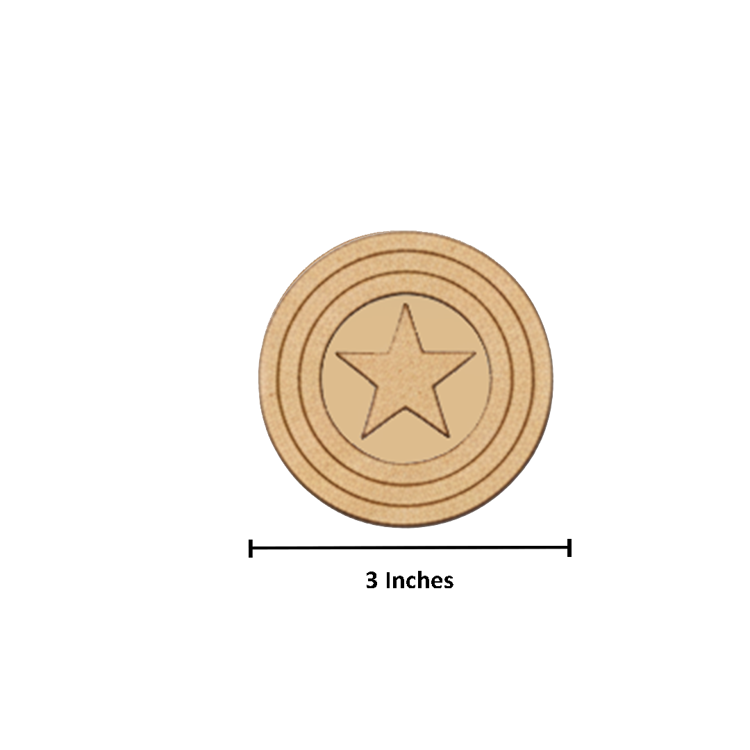 Unpainted DIY MDF Captain America shield circle cutout, 3 inch superhero craft for kids painting.