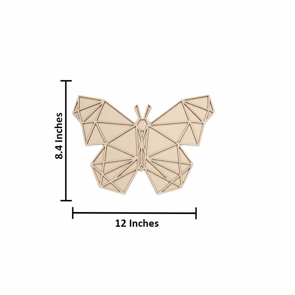 Unpainted DIY MDF geometric butterfly puzzle with detachable pieces for painting and craft activity with size