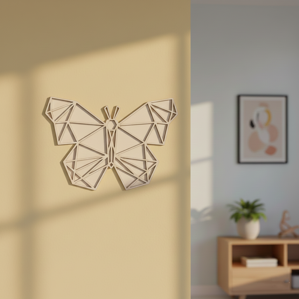Unpainted DIY MDF geometric butterfly puzzle wall-mounted with detachable pieces for painting and craft activity