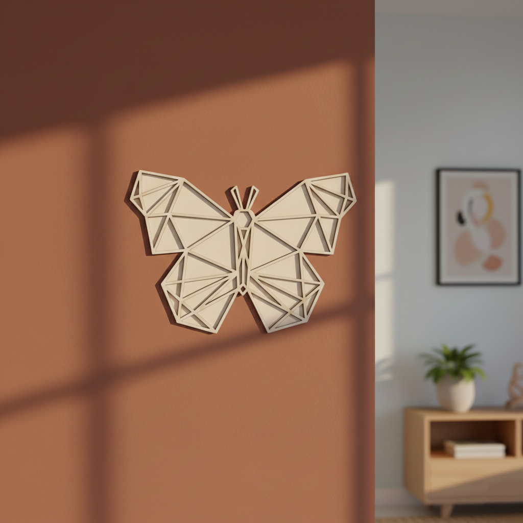 Unpainted DIY MDF geometric butterfly puzzle wall-mounted with detachable pieces for painting and craft activity
