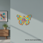 Painted DIY MDF geometric butterfly puzzle wall-mounted with detachable pieces for painting and craft activity