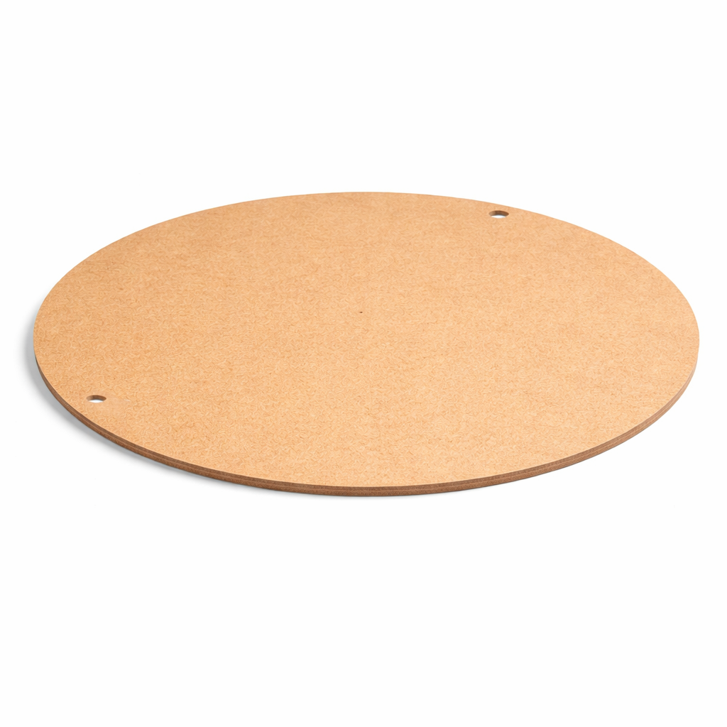 Plain DIY MDF round board with smooth surface and hanging holes for craft and wall decor projects