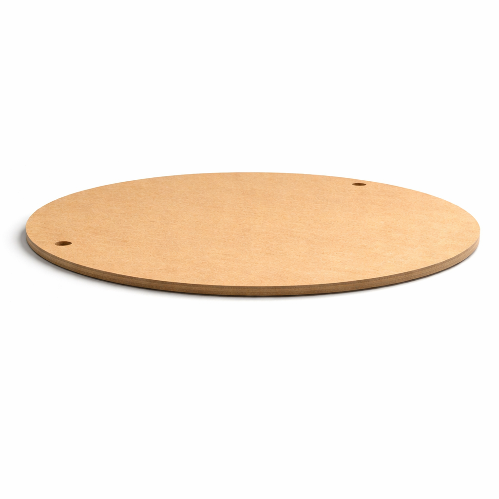Plain DIY MDF round board with smooth surface and hanging holes for craft and wall decor projects