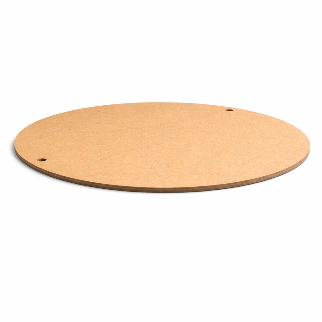 Plain DIY MDF round board with smooth surface and hanging holes for craft and wall decor projects