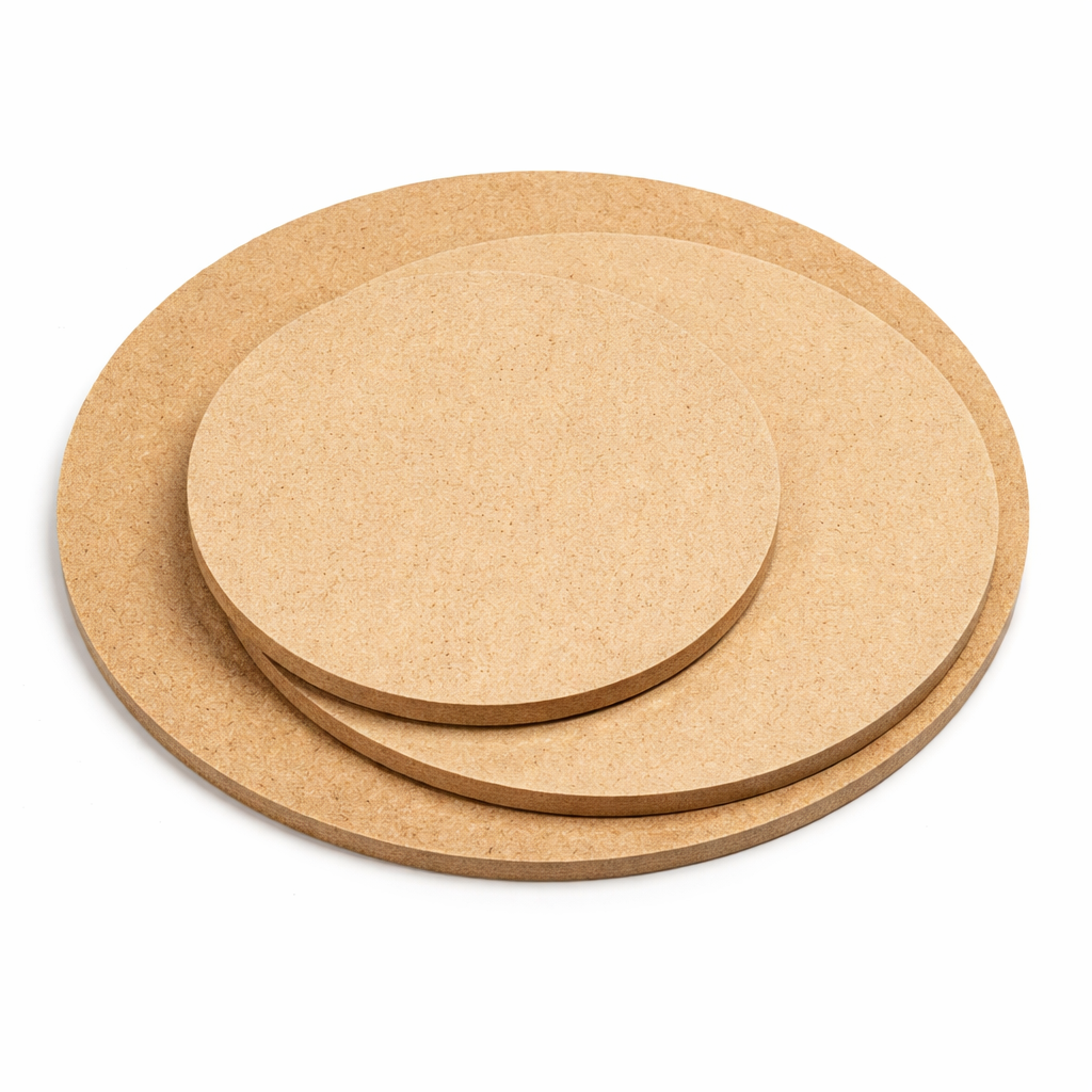 Plain DIY MDF round board stacked together for painting, craft, resin art, mandala work, and home decor projects