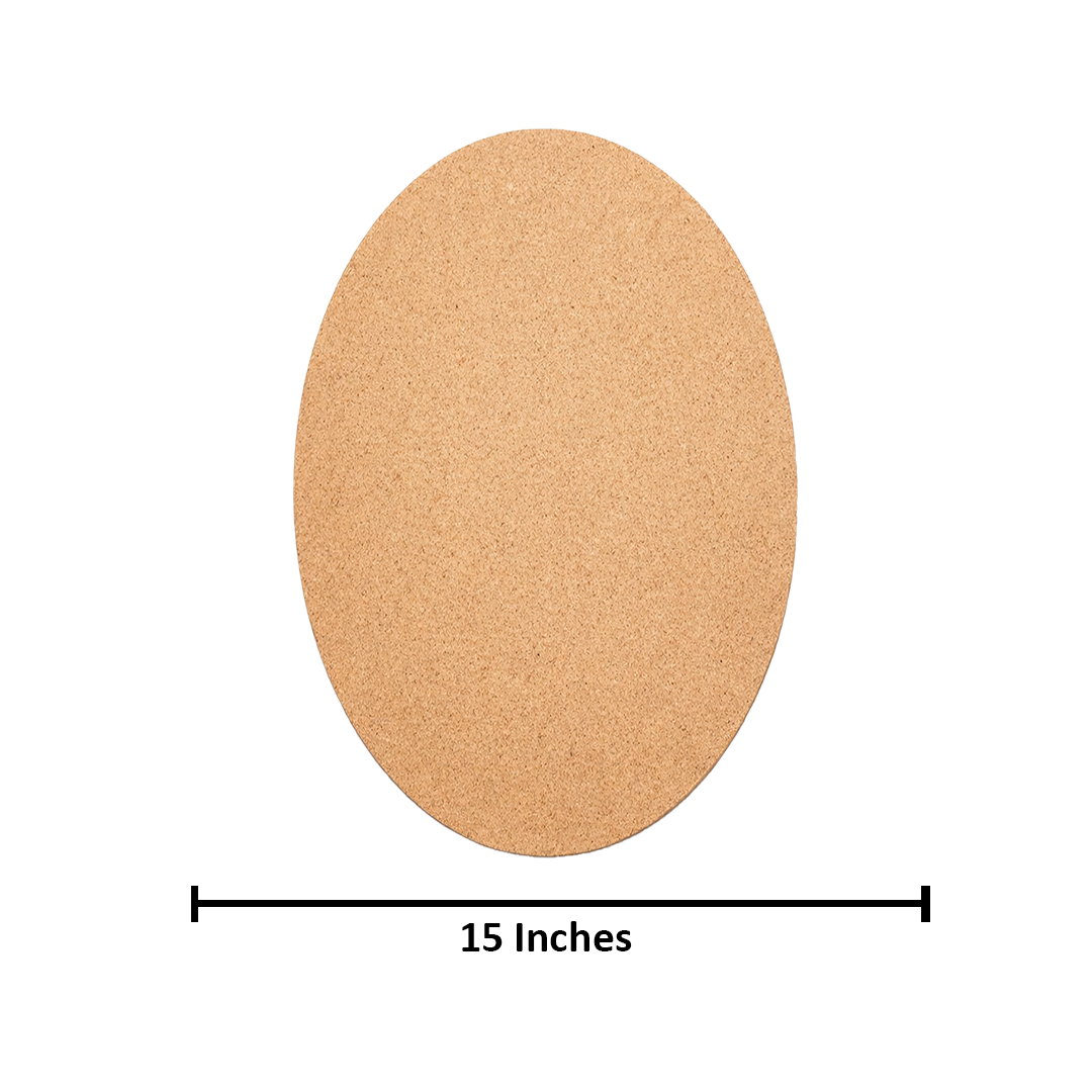 Plain oval MDF DIY board with smooth unpainted surface for painting, craft, and décor projects with size