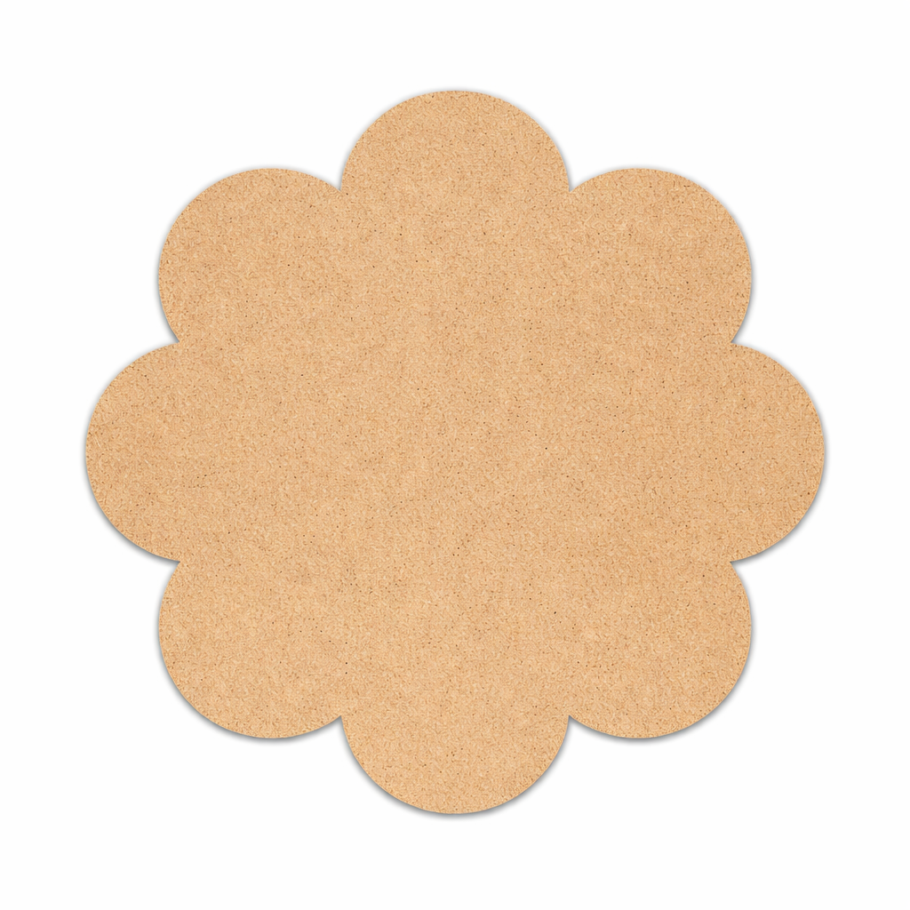 Plain scalloped MDF DIY board with smooth unpainted surface for painting, mandala art, and decorative craft projects