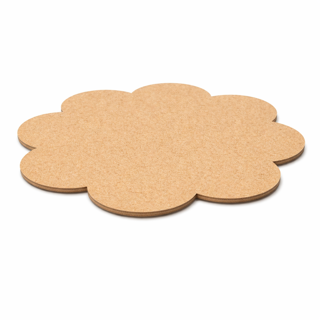 Plain scalloped MDF DIY board with smooth unpainted surface for painting, mandala art, and decorative craft projects