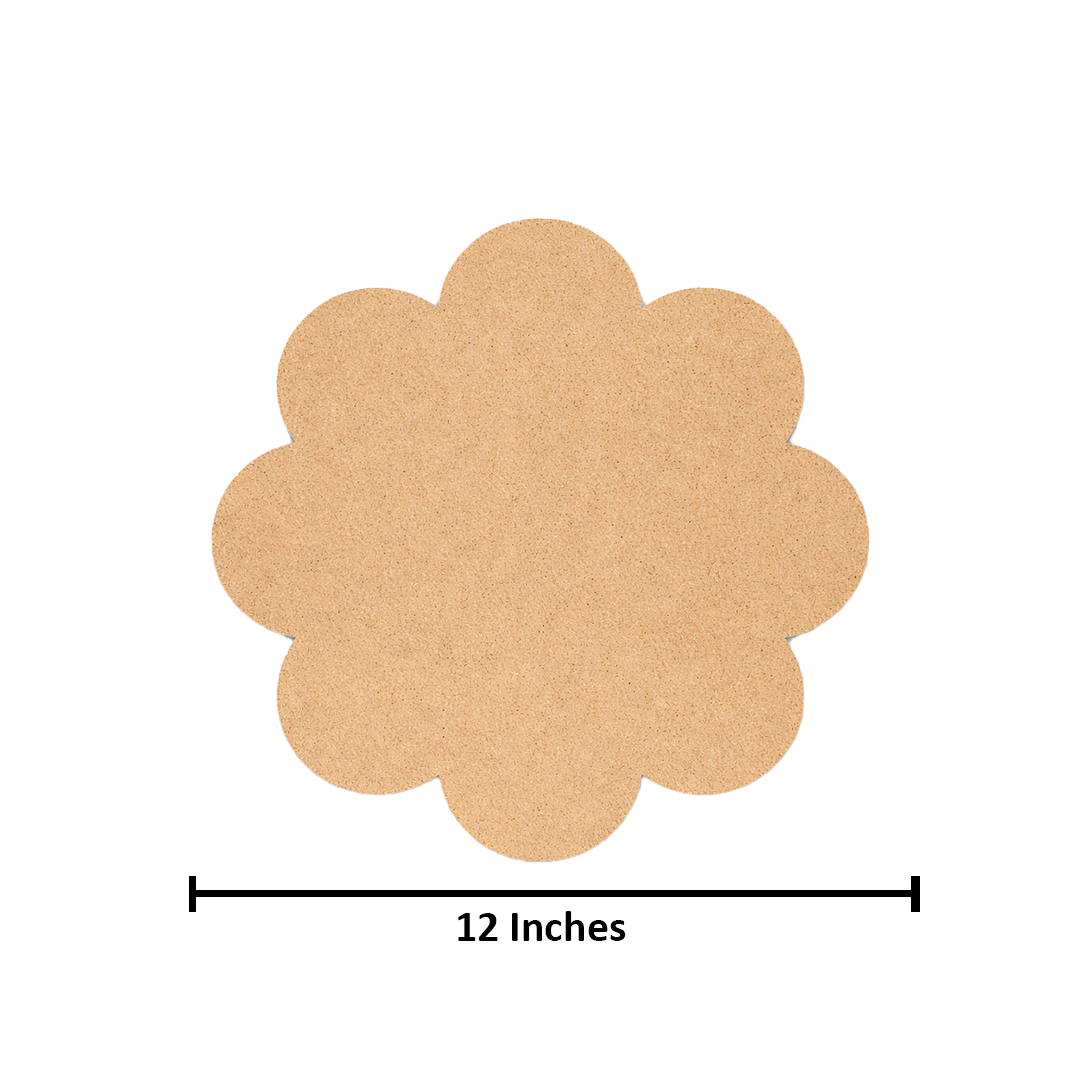Plain scalloped MDF DIY board with smooth unpainted surface for painting, mandala art, and decorative craft projects with size