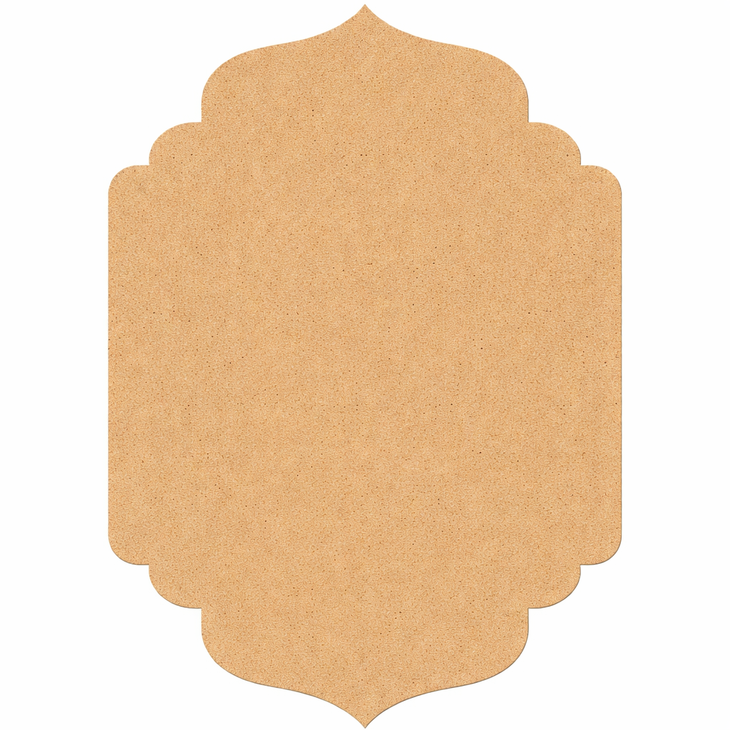 Plain arch-shaped MDF DIY board with smooth unpainted surface for painting, name plate making, and decorative craft projects