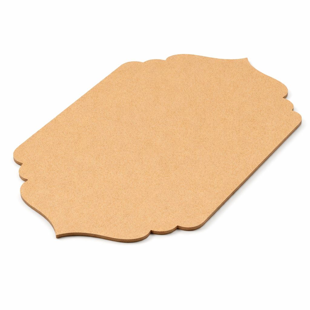 Plain arch-shaped MDF DIY board with smooth unpainted surface for painting, name plate making, and decorative craft projects