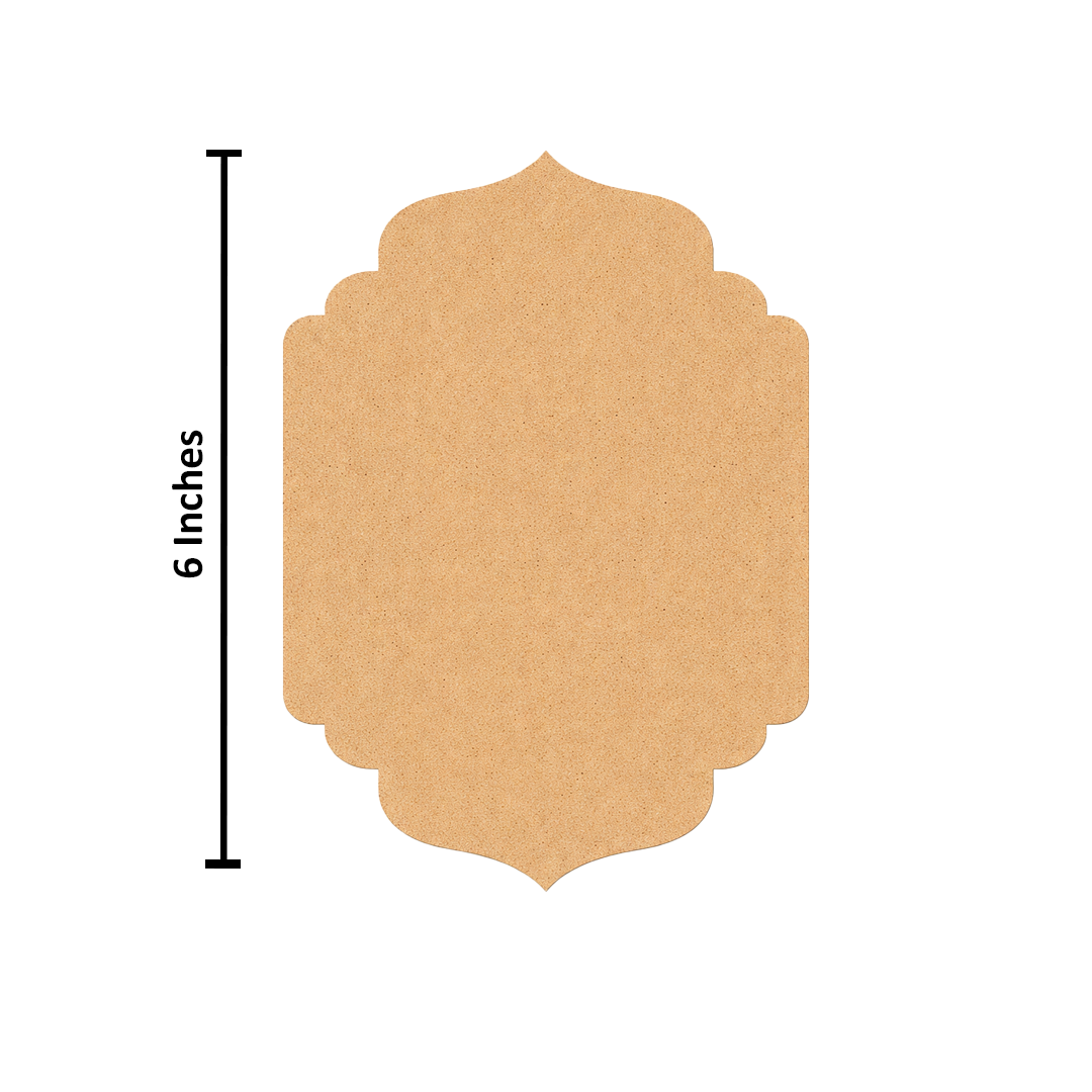 Plain arch-shaped MDF DIY board with smooth unpainted surface for painting, name plate making, and decorative craft projects with size