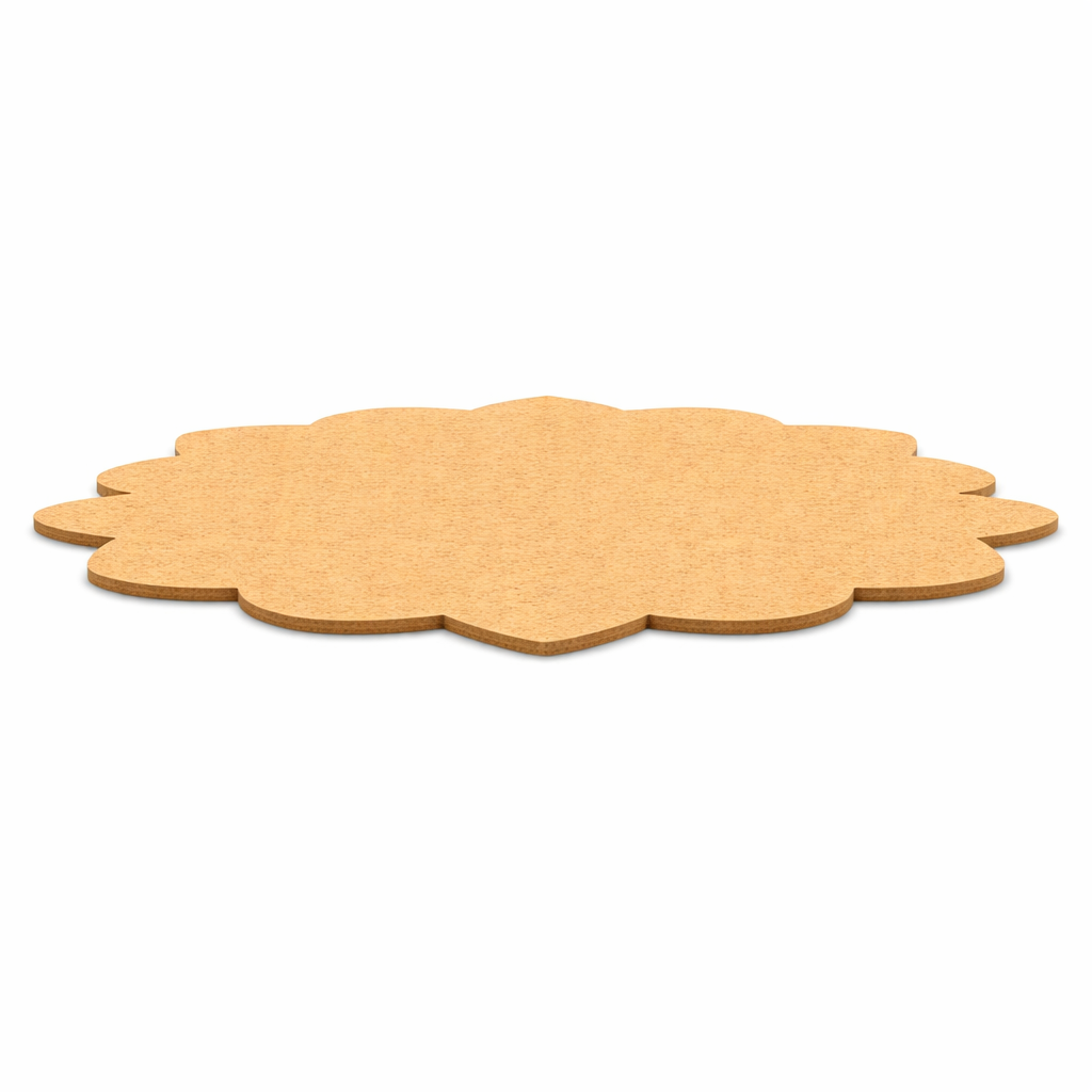 Plain lotus-shaped MDF DIY board with smooth unpainted surface for painting, mandala art, rangoli, and decorative craft projects 