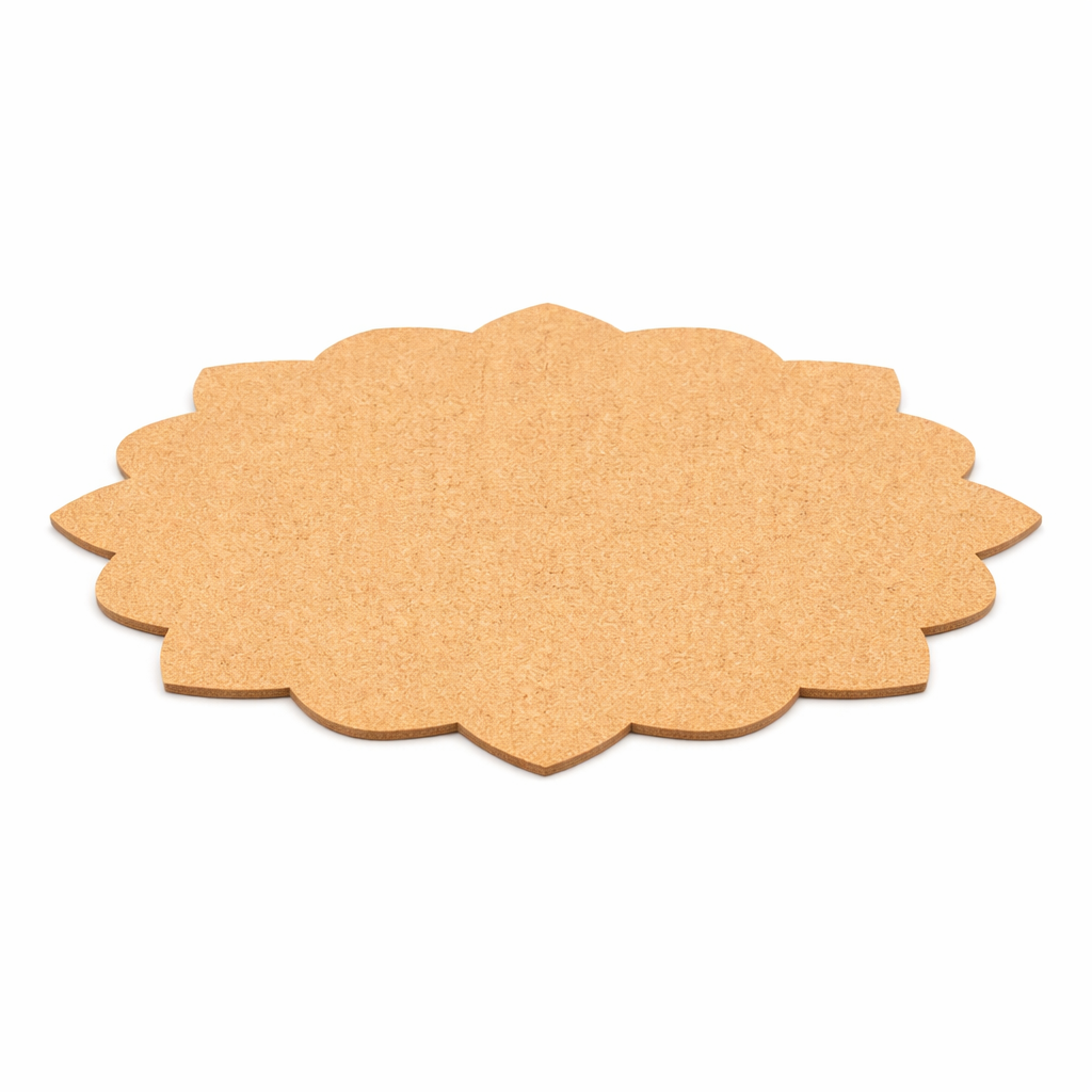 Plain lotus-shaped MDF DIY board with smooth unpainted surface for painting, mandala art, rangoli, and decorative craft projects