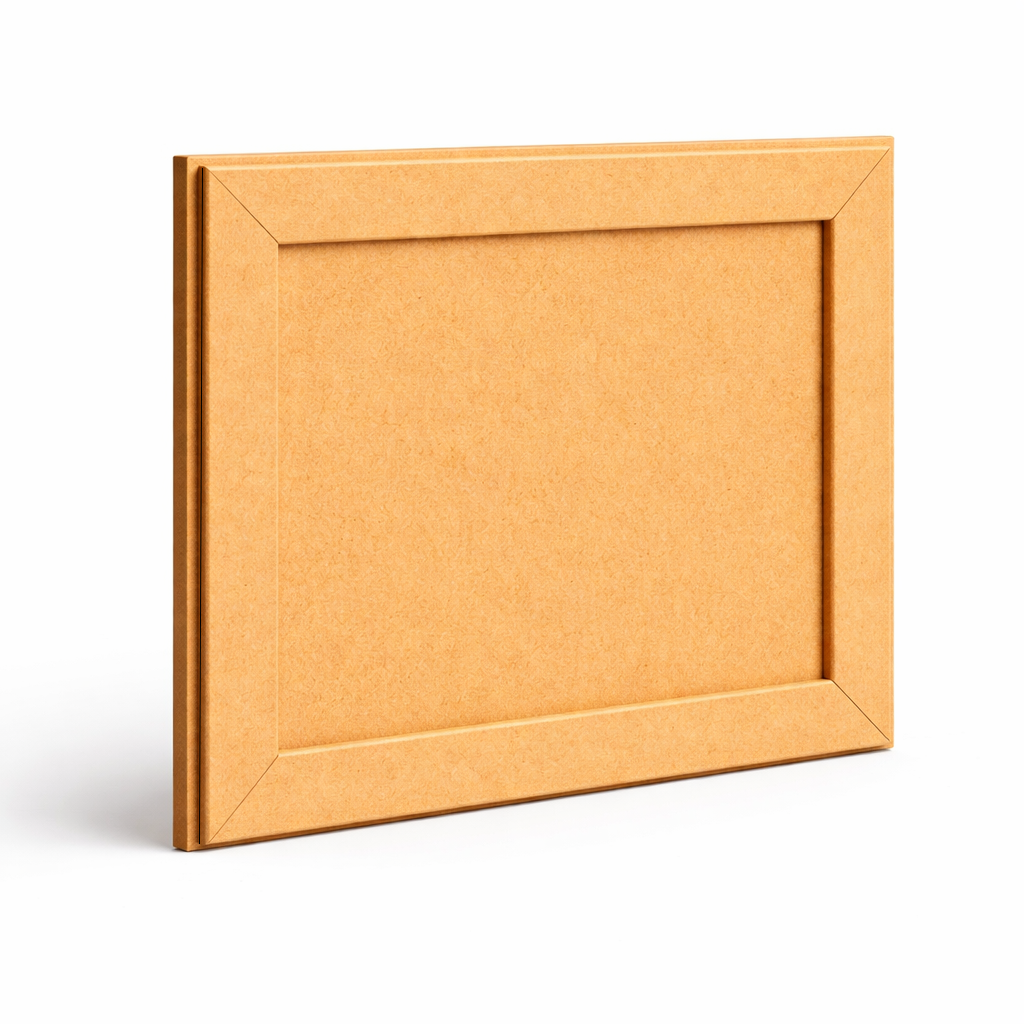 Plain framed MDF DIY board with smooth unpainted surface and raised border for painting, photo mounting, and decorative craft projects