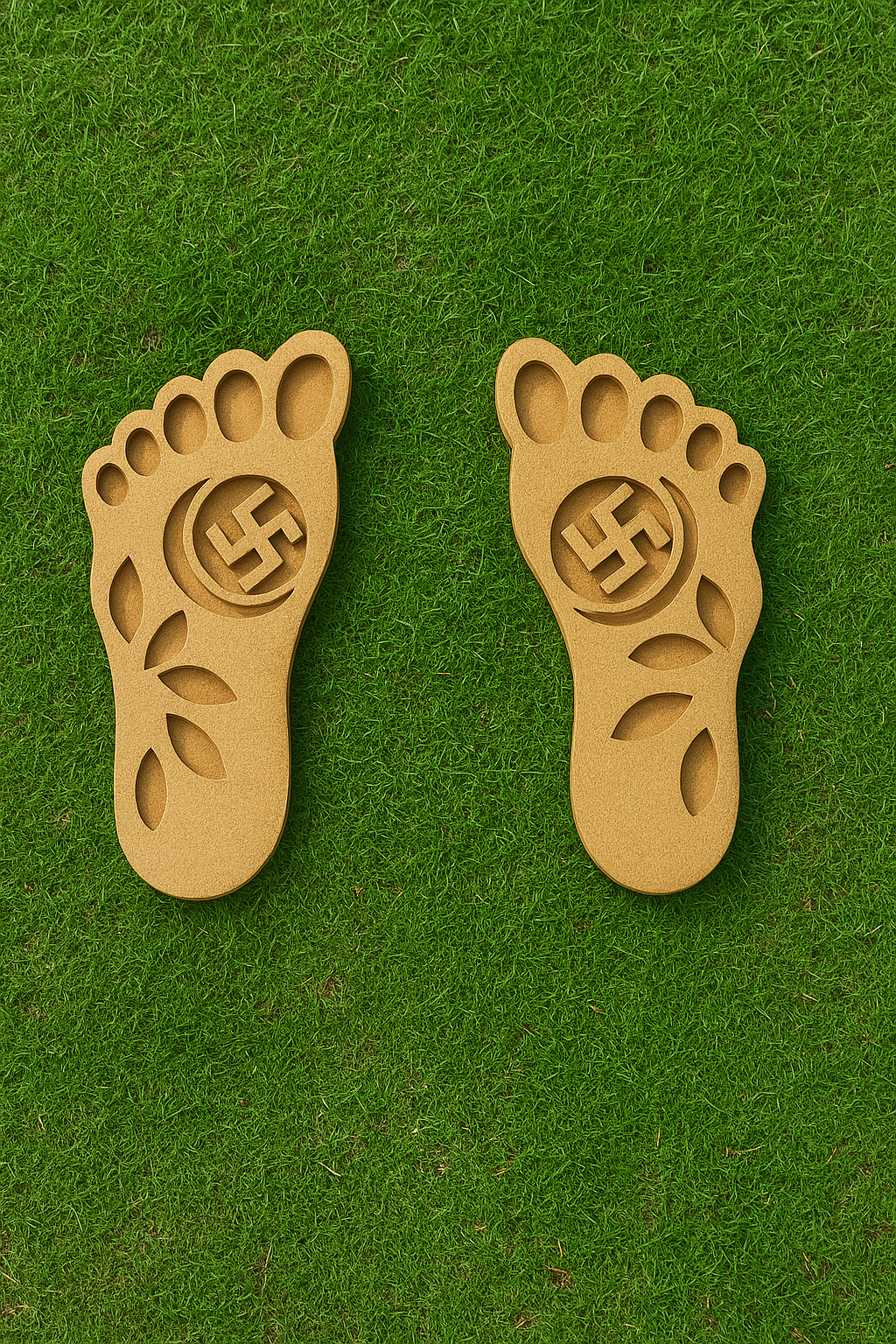 Lakshmi Charan Paduka MDF cutouts with Swastik for Diwali and pooja room decoration