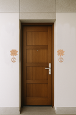  MDF Shubh Labh lotus wall hangings on entrance wall