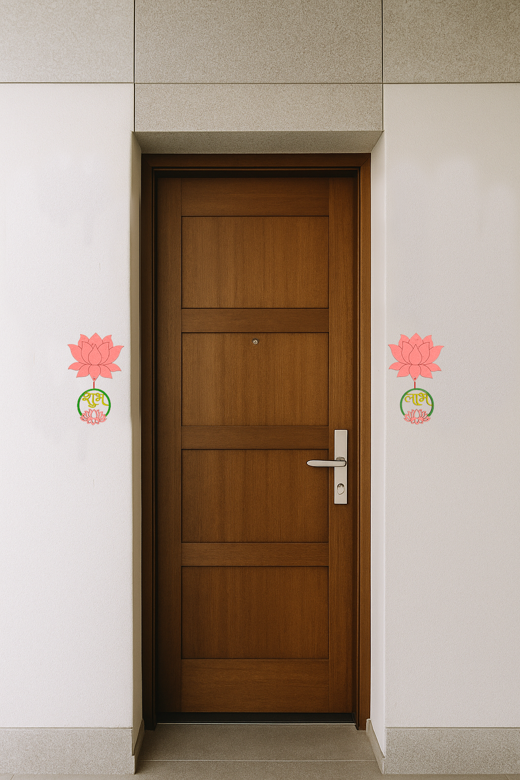 Lotus and Shubh Labh MDF cutouts set for Diwali wall hanging and home entrance décor