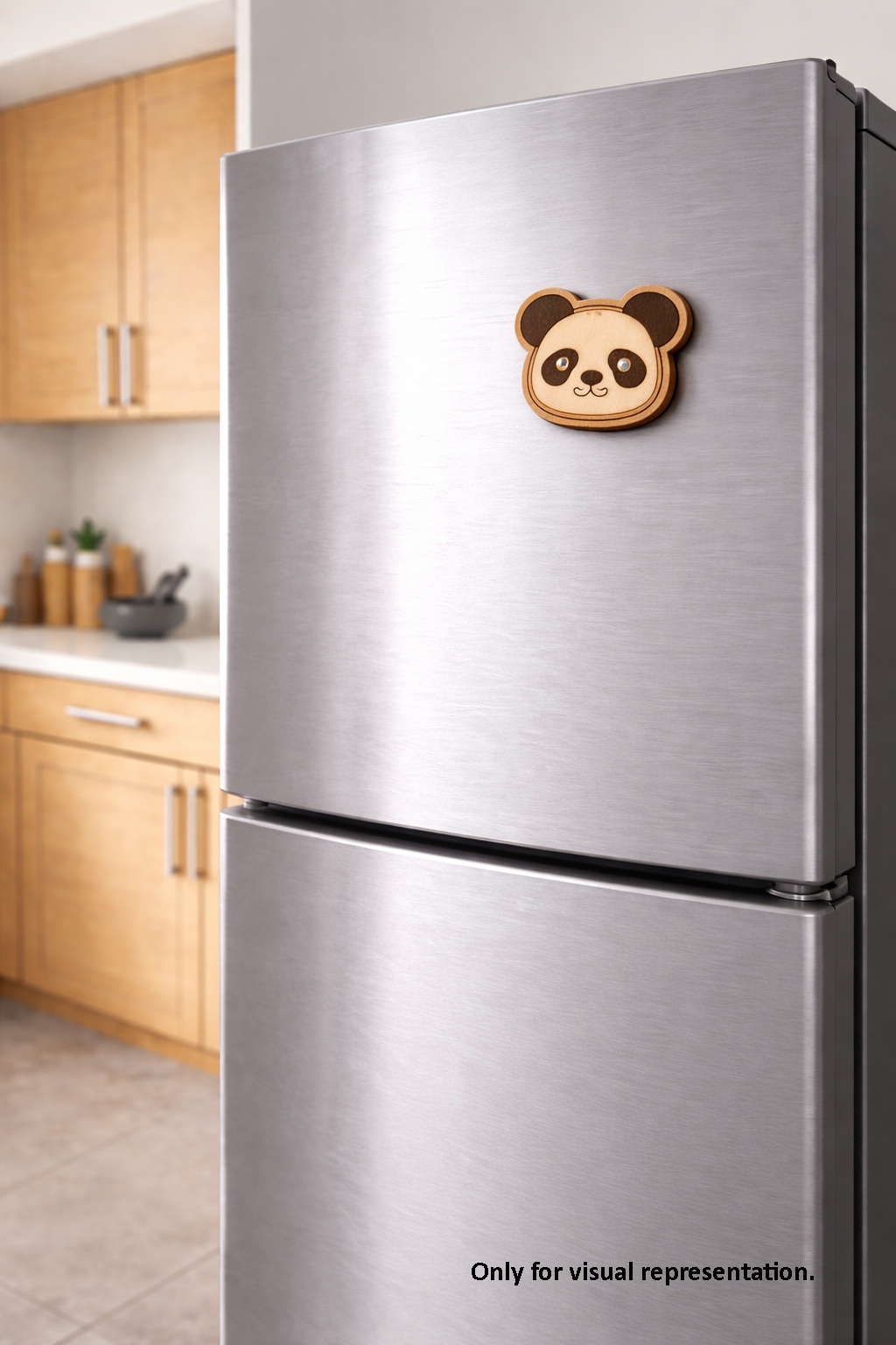 MDF panda DIY fridge magnet painted craft cutout for painting, mounted on fridge