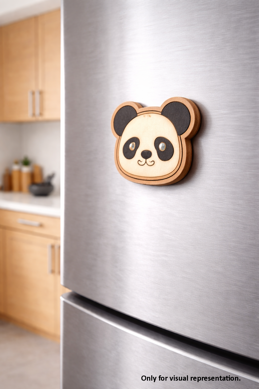 MDF panda DIY fridge magnet painted craft cutout for painting, mounted on fridge