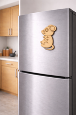 MDF mouse DIY fridge magnet unpainted craft cutout for painting and decoration, mounted on fridge