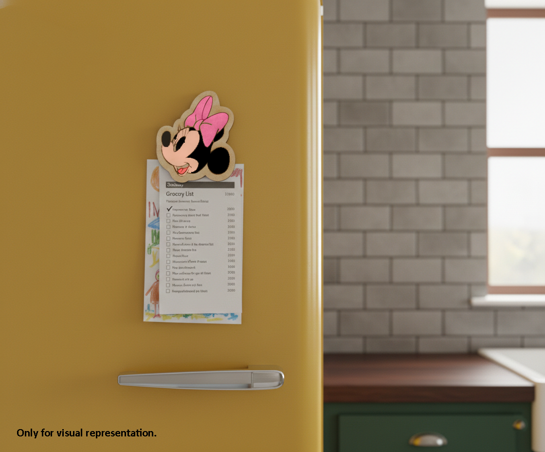 MDF Minnie DIY fridge magnet painted craft cutout for painting and decoration, mounted on fridge 