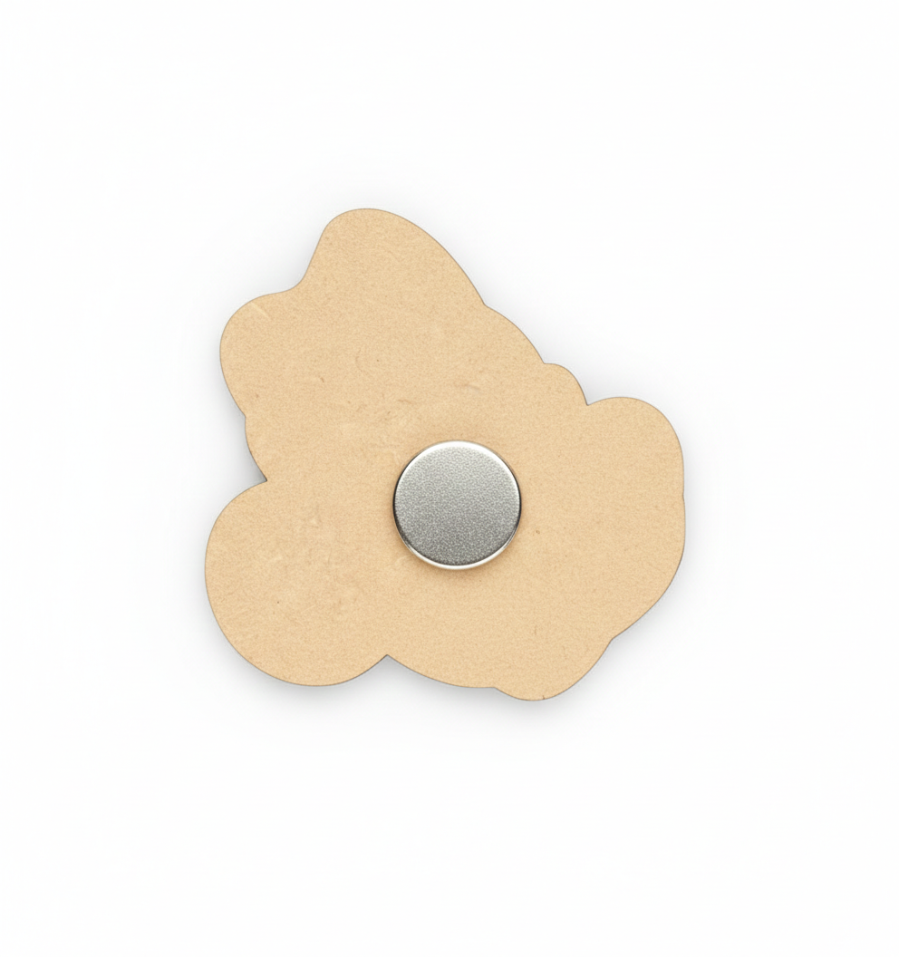 backside of MDF Minnie DIY fridge magnet unpainted craft cutout for painting and decoration 