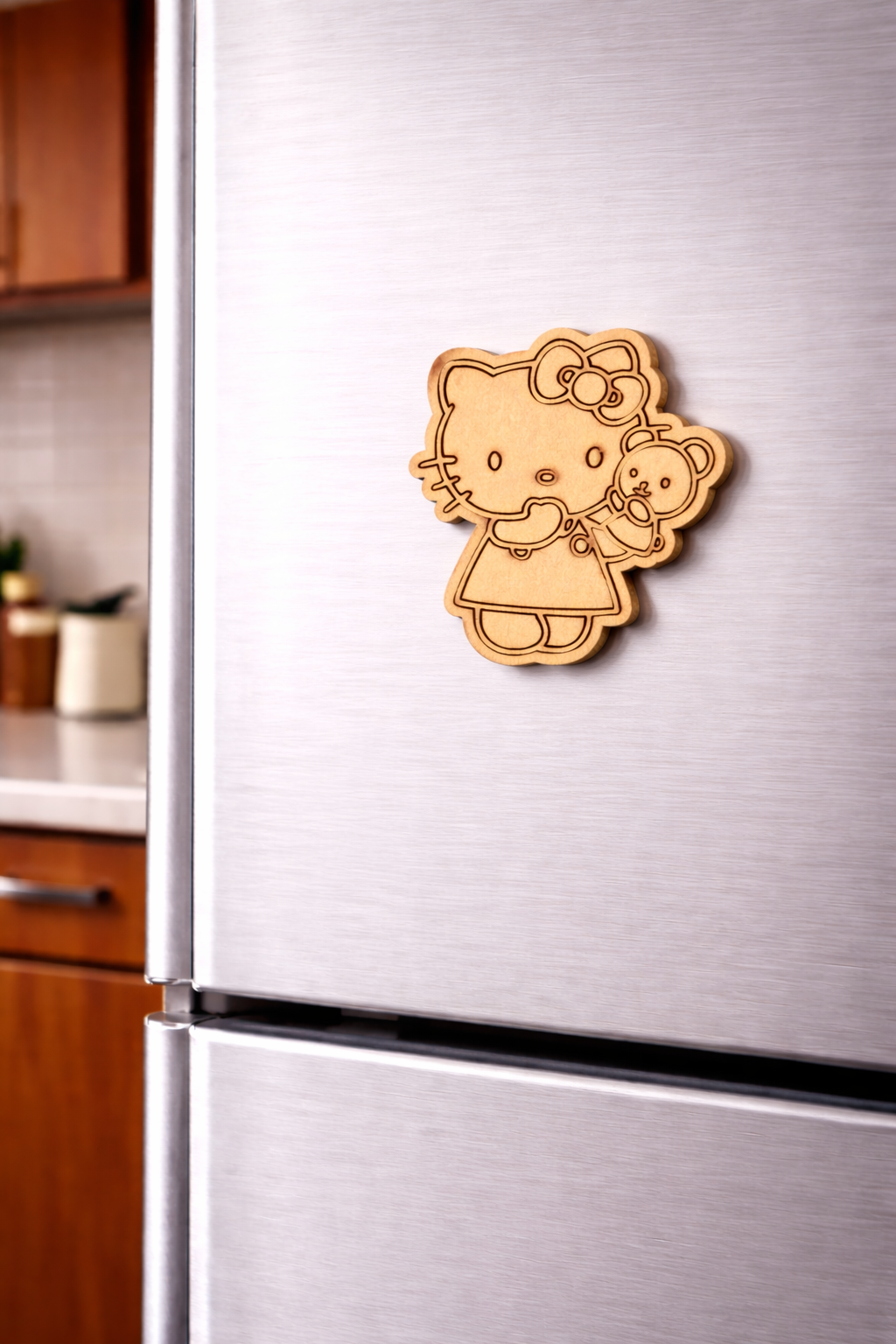 MDF cute girl DIY fridge magnet unpainted craft cutout for painting and decoration mounted on fridge 