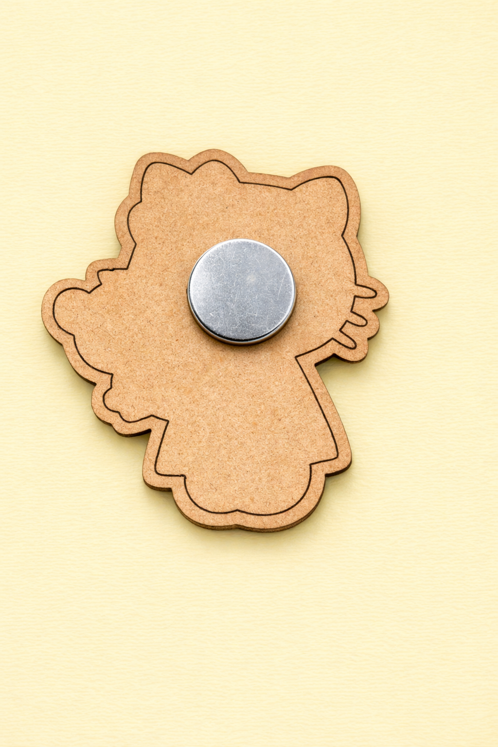backside of MDF cute girl DIY fridge magnet unpainted craft cutout for painting and decoration