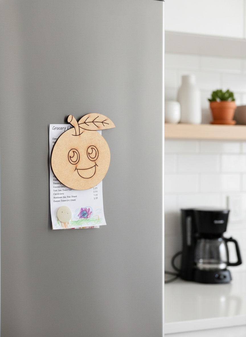 MDF apple DIY fridge magnet unpainted craft cutout for painting and decoration mounted on fridge 