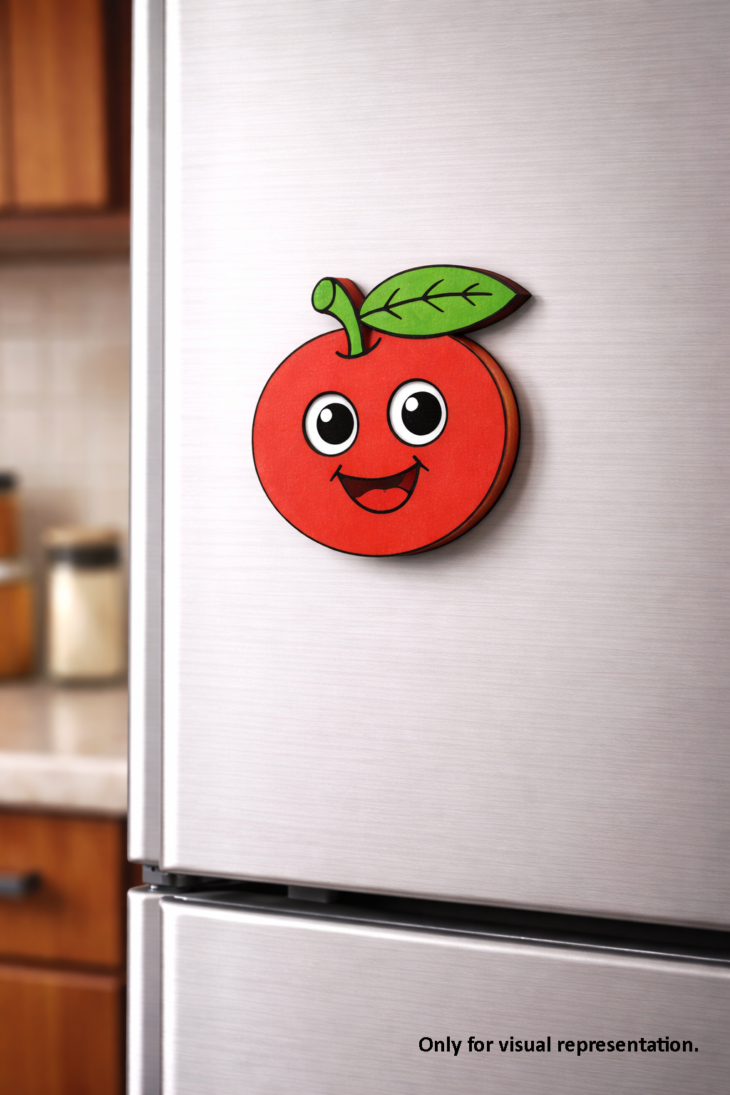 MDF apple DIY fridge magnet painted craft cutout for painting and decoration mounted on fridge 