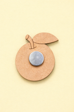 backside of MDF apple DIY fridge magnet unpainted craft cutout for painting and decoration
