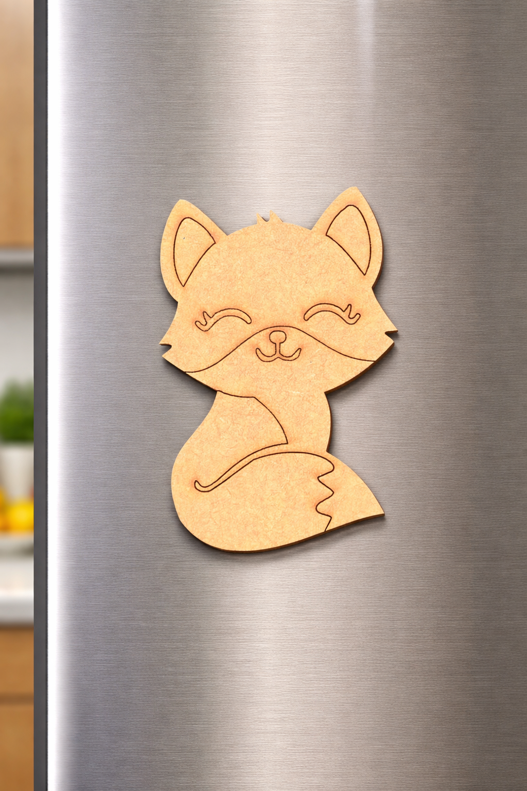 MDF fox DIY fridge magnet unpainted craft cutout for painting and decoration mounted on fridge