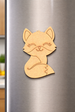 MDF fox DIY fridge magnet unpainted craft cutout for painting and decoration mounted on fridge