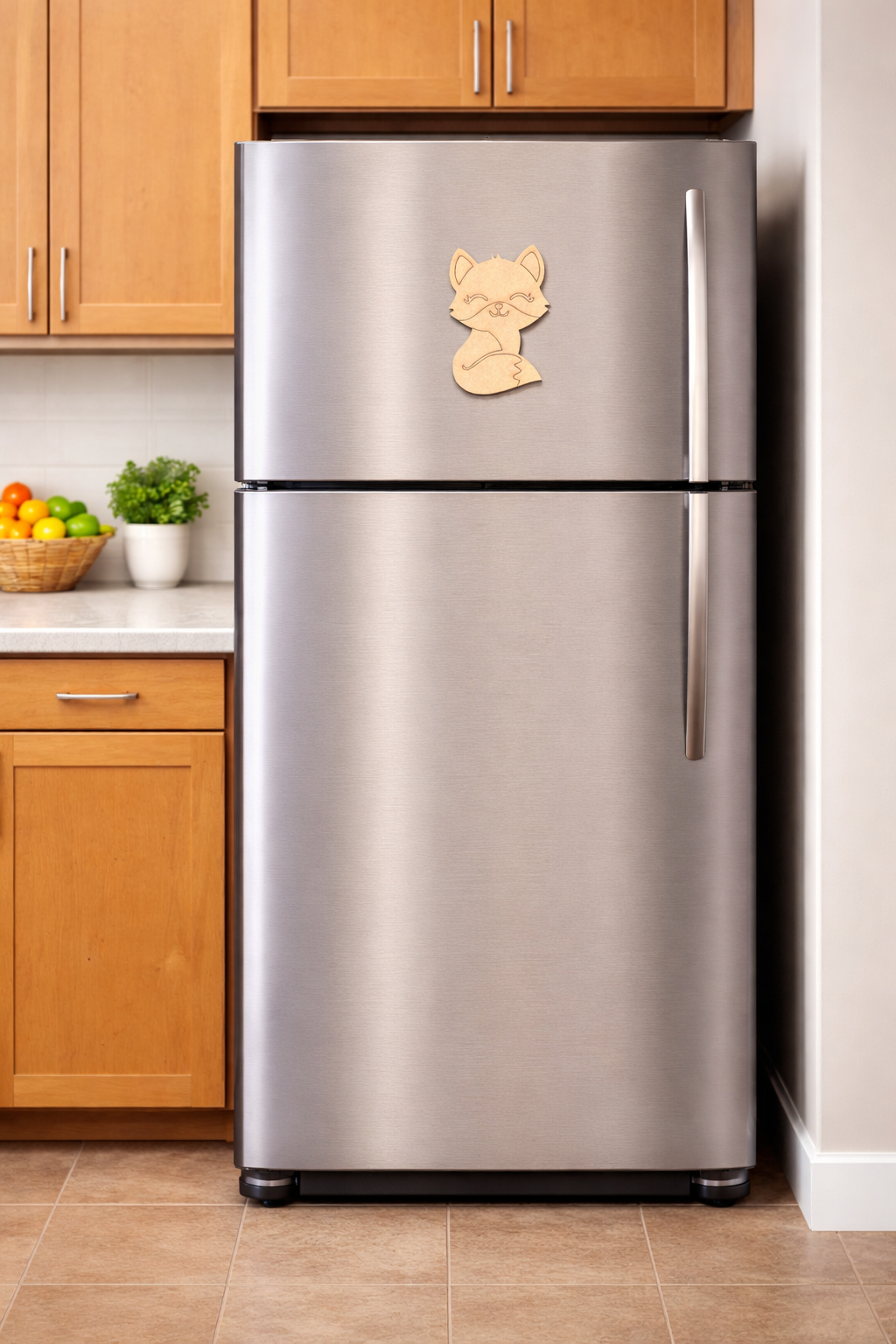 MDF fox DIY fridge magnet unpainted craft cutout for painting and decoration mounted on fridge
