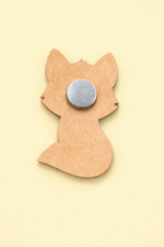 backside of MDF fox DIY fridge magnet unpainted craft cutout for painting and decoration