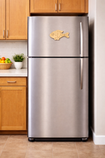 MDF fish DIY fridge magnet unpainted craft cutout for home decor, mounted on fridge