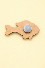 backside of MDF fish DIY fridge magnet unpainted craft cutout for home decor