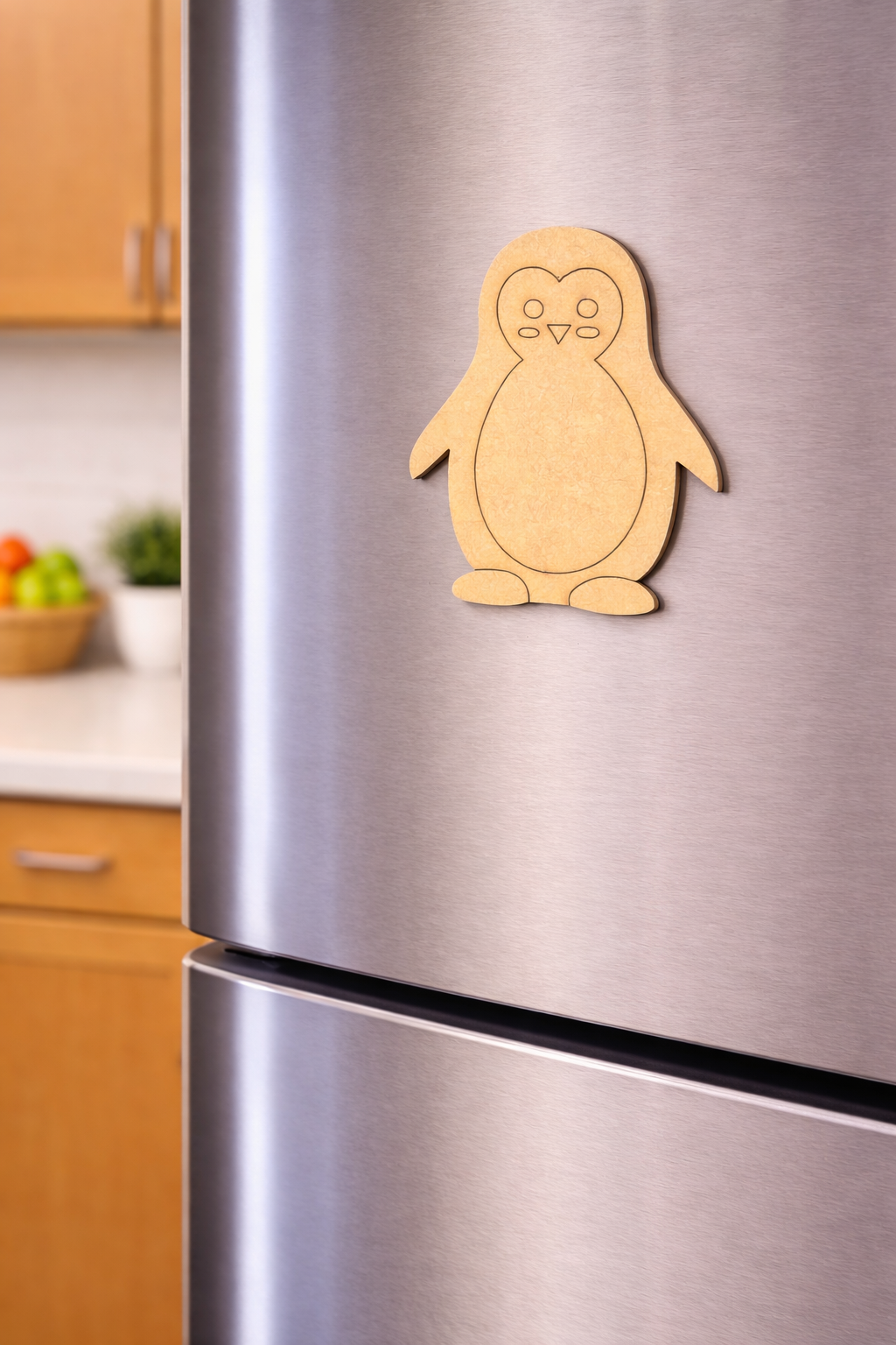 MDF penguin DIY fridge magnet unpainted craft cutout for home decor mounted on fridge 