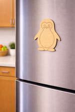 MDF penguin DIY fridge magnet unpainted craft cutout for home decor mounted on fridge 