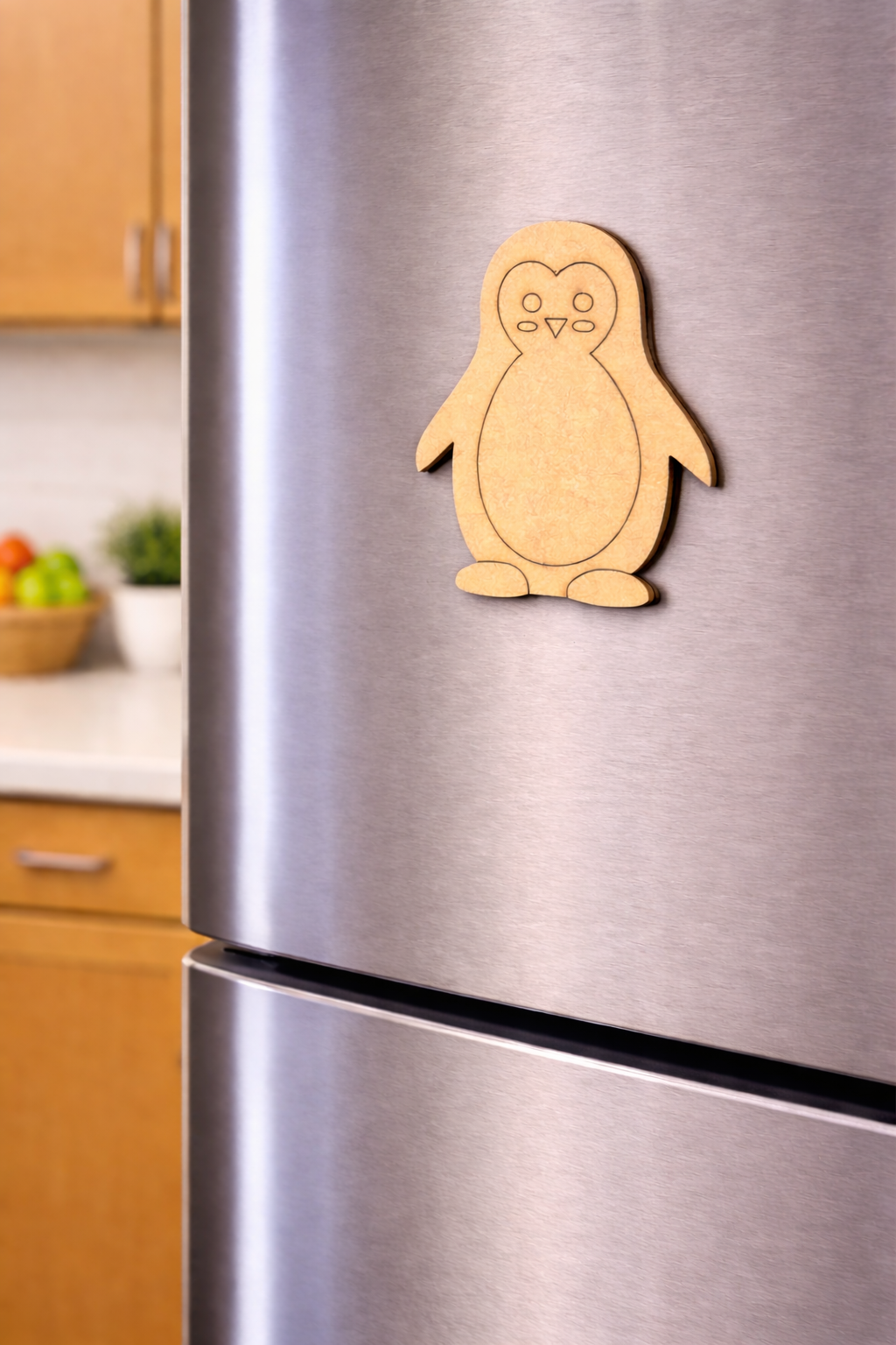 MDF penguin DIY fridge magnet unpainted craft cutout for home decor mounted on fridge 