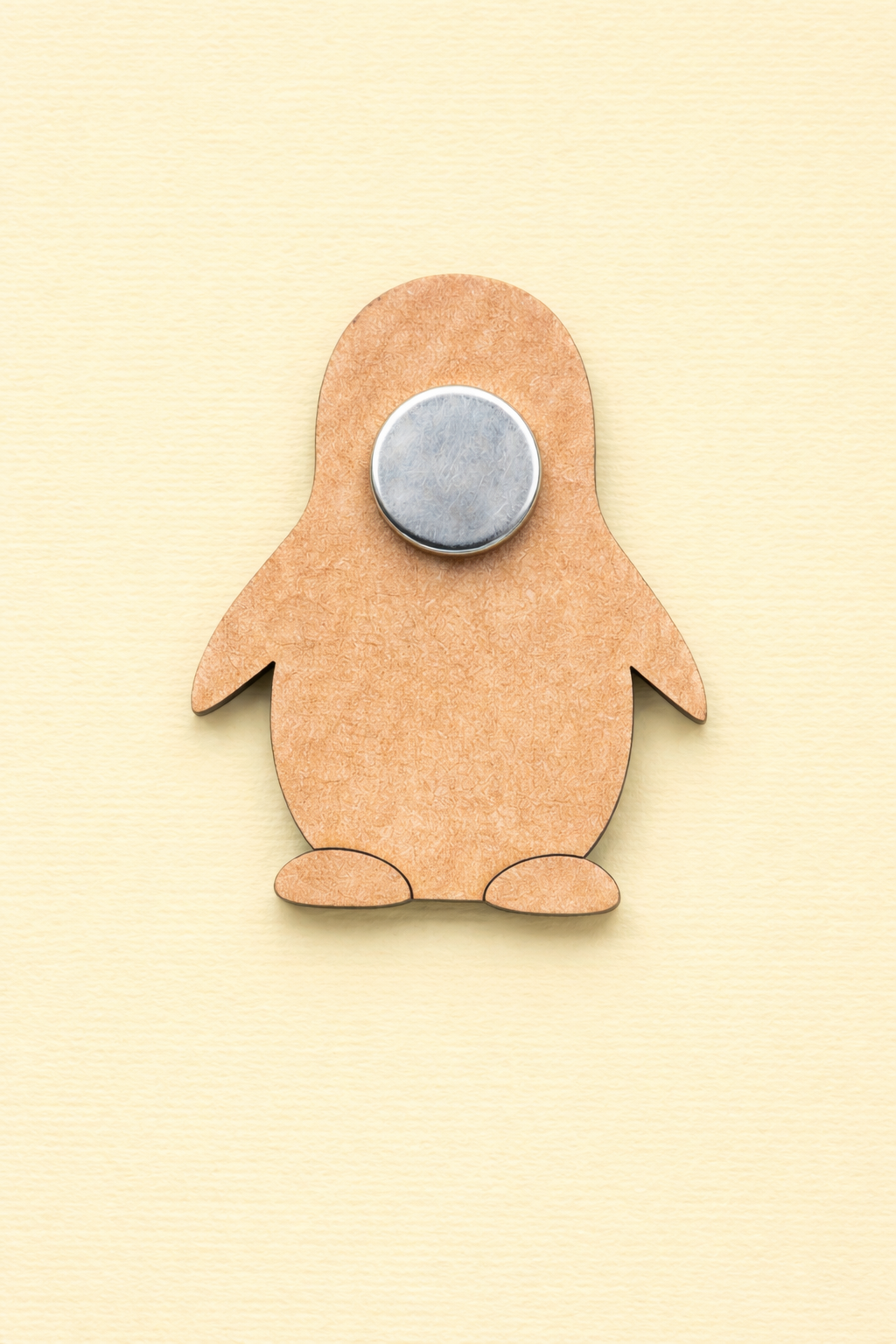 backside of MDF penguin DIY fridge magnet unpainted craft cutout for home decor