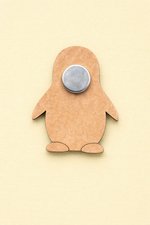 backside of MDF penguin DIY fridge magnet unpainted craft cutout for home decor